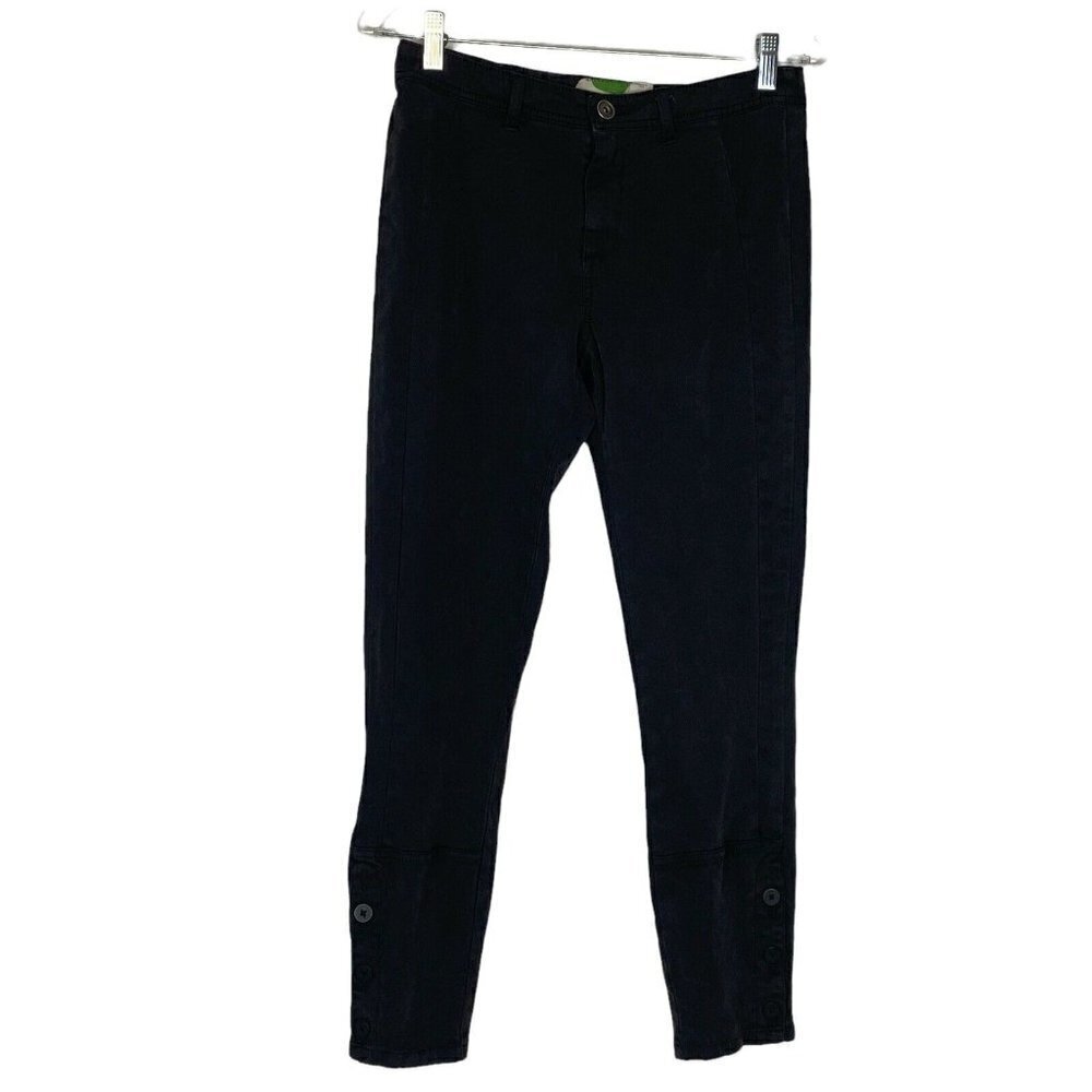 ANTHROPOLIGIE Skinny Ankle Button Pants‎ Black 28/M B12-8